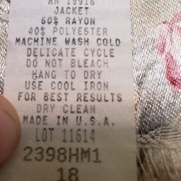 Vtg Nancy II Womens 18 Jacket Floral Multicolor Long Sleeve Single Button USA - Picture 6 of 6